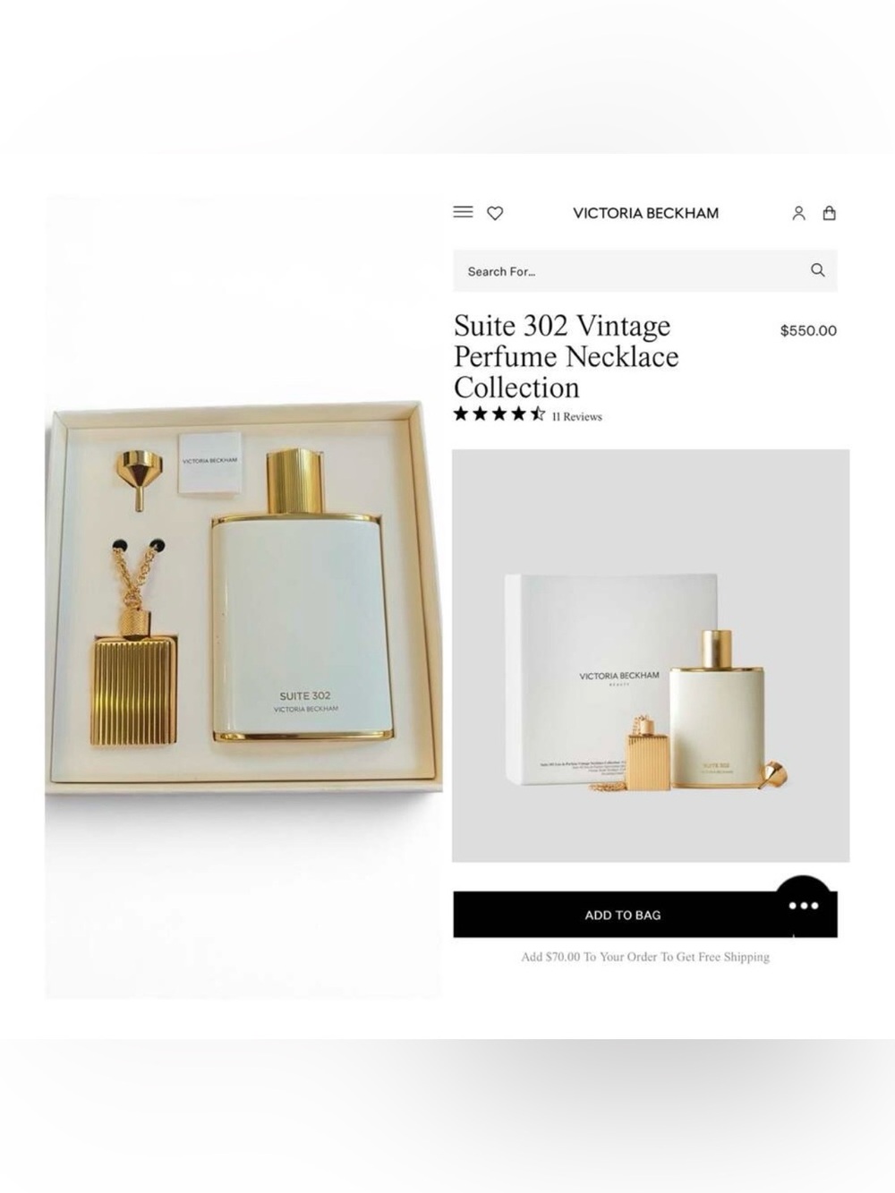 Victoria Beckham Beauty Suite 302 Eau de Parfum Vintage Necklace Collection Set!